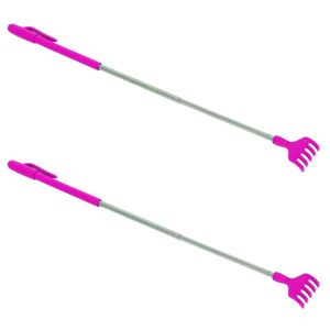 2x stuks stevige harken uitschuifbare ruggenkrabber 40 cm roze