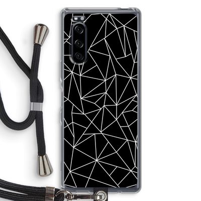 Geometrische lijnen wit: Sony Xperia 5 Transparant Hoesje met koord