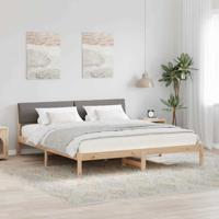 Bedframe Bruin en taupe 200 x 200 cm Massief grenenhout