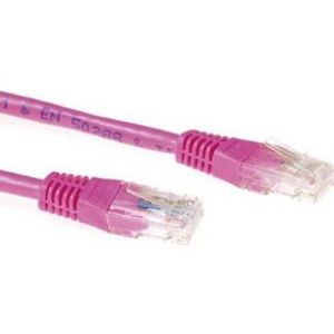 ACT Roze 3 meter U/UTP CAT6A patchkabels met RJ45 connectoren