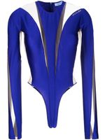 Mugler sheer panelling long-sleeved body - Bleu