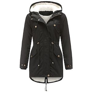 Dames Winterjas Parka waterdicht Verwijderbaar Werk Sportkleding Alledaagse kleding Casual / Dagelijks Vetoketju Zak Bontkraag Rits Opstaand Dagelijks Klassiek Buiten Casual Effen Kleur Ruim Passend Lightinthebox