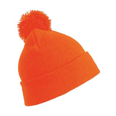 Result Wintermuts - oranje - voor kinderen - muts met pom pom - acryl