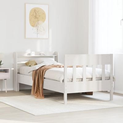 Bedframe zonder matras massief grenenhout wit 75x190 cm