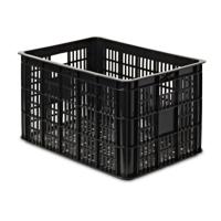 Lastpak Fietskrat - zwart - 50 x 35 x 26 cm - kunststof - opbergkrat