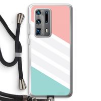 Strepen pastel: Huawei P40 Pro Plus Transparant Hoesje met koord