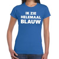 Blauw tekst t-shirt ik zie helemaal blauw dames XL  -