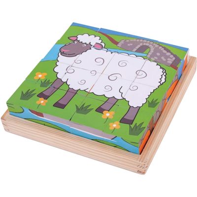 boerderij houten blokkenpuzzel, 16 blokken