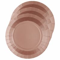 30x Stuks feest gebaksbordjes rose goud - karton - 17 cm - rond