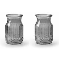 2x Stuks Bloemenvazen - smoke grijs/transparant glas - H20 x D12.5 cm - thumbnail