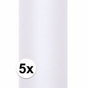 5x Rollen tule stof wit 15 cm breed