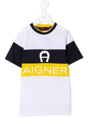 Aigner Kids t-shirt à bande logo - Blanc