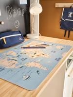 Sous Main Wereldkaart blauw, bedrukt Sous Main Wereldkaart blauw, bedrukt
