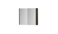 INK SPK1 spiegelkast met 2 dubbel gespiegelde deuren, 1 verstelbaar glazen planchet, stopcontact en schakelaar 70 x 14 x 60 cm, fineer charcoal