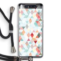 Gekleurde driehoekjes pastel: Samsung Galaxy A80 Transparant Hoesje met koord