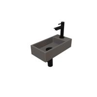 INK - Fonteinpack Quartz Rechts incl. Fonteinkraan - Design Sifon - Design Plug en Montageset - 360x180x90 Mm - Quartz Beton/mat Zwart
