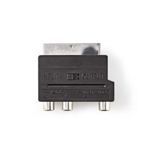 Nedis CVGP31902BK kabeladapter/verloopstukje SCART Male S-Video Female + 3x RCA Female Zwart