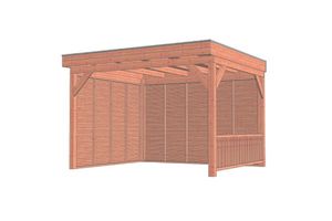 Tijdelijk 15% korting | Trendhout Buitenverblijf Casa 375x330 cm - Combinatie 1- Plat dak- Onbehandeld lariks Douglas hout- Trendhout