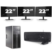 HP Compaq Elite 8300 Micro Tower - Intel Core i3-3e Generatie - 8GB RAM - 256GB SSD - Windows 10 + 3x 22 inch Monitor