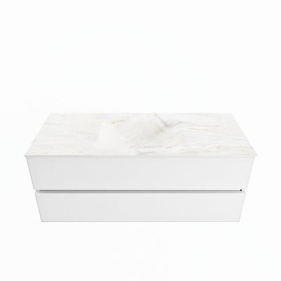 MONDIAZ VICA-DLUX 120cm badmeubel onderkast Talc 2 lades. Inbouw wastafel CLOUD midden 1 kraangat, kleur Ostra.