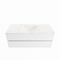 MONDIAZ VICA-DLUX 120cm badmeubel onderkast Talc 2 lades. Inbouw wastafel CLOUD midden 1 kraangat, kleur Ostra.
