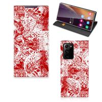 Mobiel BookCase Samsung Galaxy Note 20 Ultra Angel Skull Rood