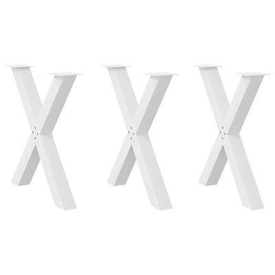 Eettafelpoten 3 st X-vormig 70x(72-73) cm staal wit