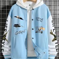 Bon&Bon Men's Cartoon Bear Print Bomber Jacket | Black Casual Coat Multicolor / S