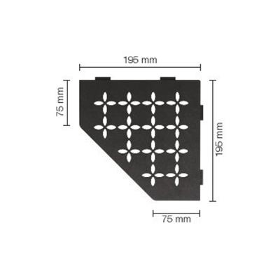 Schluter Shelf-E-S2 planchet - 19.5x19.5x0.5cm - inbouw - Driehoek - Perforatie: Floral - gecoat donker antraciet ses2d5tsda