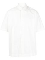 Feng Chen Wang chemise rayée en coton à logo imprimé - Blanc - thumbnail