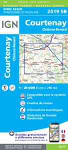 Wandelkaart - Topografische kaart 2519 SB - Serie Bleue Courtenay, Château-Renard | IGN - Institut Géographique National