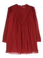 Chloé Kids robe évasée en soie à manches longues - Rouge