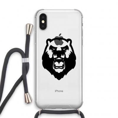 Angry Bear (black): iPhone XS Transparant Hoesje met koord