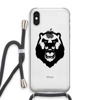 Angry Bear (black): iPhone XS Transparant Hoesje met koord