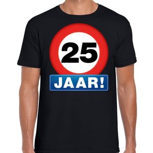 Stopbord 25 jaar verjaardag t-shirt zwart voor heren