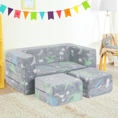 2-Zits Speelbank voor Kinderen Glow-in-the-Dark Modulaire Bank 3-in-1 Opvouwbare Bank Afneembare Machinewasbare Molton Hoes