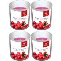 4x Geurkaarsen cranberry in glazen houder 25 branduren - thumbnail