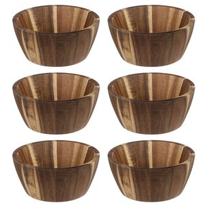 Secret de Gourmet set van 6x stuks Salade schaaltjes Alicante - Acaciahout - 16 x 7 cm