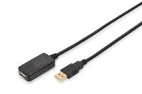 Digitus USB-kabel USB 2.0 USB-A stekker, USB-A bus 5.00 m Zwart Actief met signaalversterking DA-70130-4