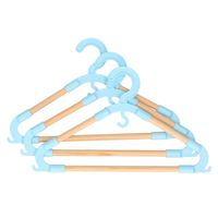 Storage Solutions kledinghangers voor kinderen - 3x - kunststof/hout - blauw - Sterke kwaliteit - Kledinghangers - thumbnail
