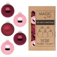 Kerstballen - 30x stuks - berry kiss roze mix - glas - 6 cm - thumbnail