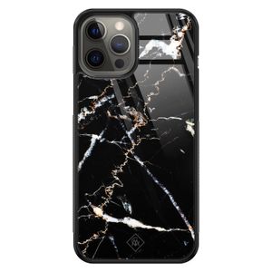 iPhone 12 Pro Max glazen hardcase - Marmer zwart