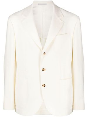 Brunello Cucinelli blazer en laine mélangée à simple boutonnage - Blanc
