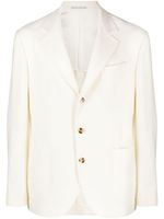 Brunello Cucinelli blazer en laine mélangée à simple boutonnage - Blanc