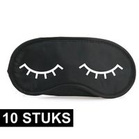 10x Slaapmaskers met slapende oogjes zwart/wit