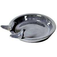 Vogelbad/voederschaal - grijs - keramiek - D30 x H4 cm - drinkschaal voor tuinvogel - thumbnail