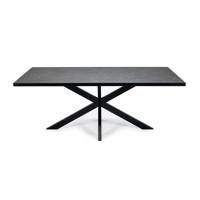 Stalux Eettafel 'Gijs' 180 x 100cm, kleur zwart / zwart marmer