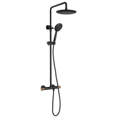 Regendouche met Thermostatische Mengkraan Sapho Solaris Mat Zwart/Koper