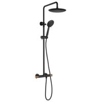 Regendouche met Thermostatische Mengkraan Sapho Solaris Mat Zwart/Koper