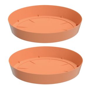 Opvangschaal/onderschaal bloempot/plantenpot - 6x - terracotta - rond - Dia 15,5 cm